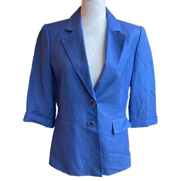 Alex Marie Linen 2 Button Blazer Jacket Purple 3/4 Sleeve & Pockets Women’s Sz 6 - Picture 1 of 12